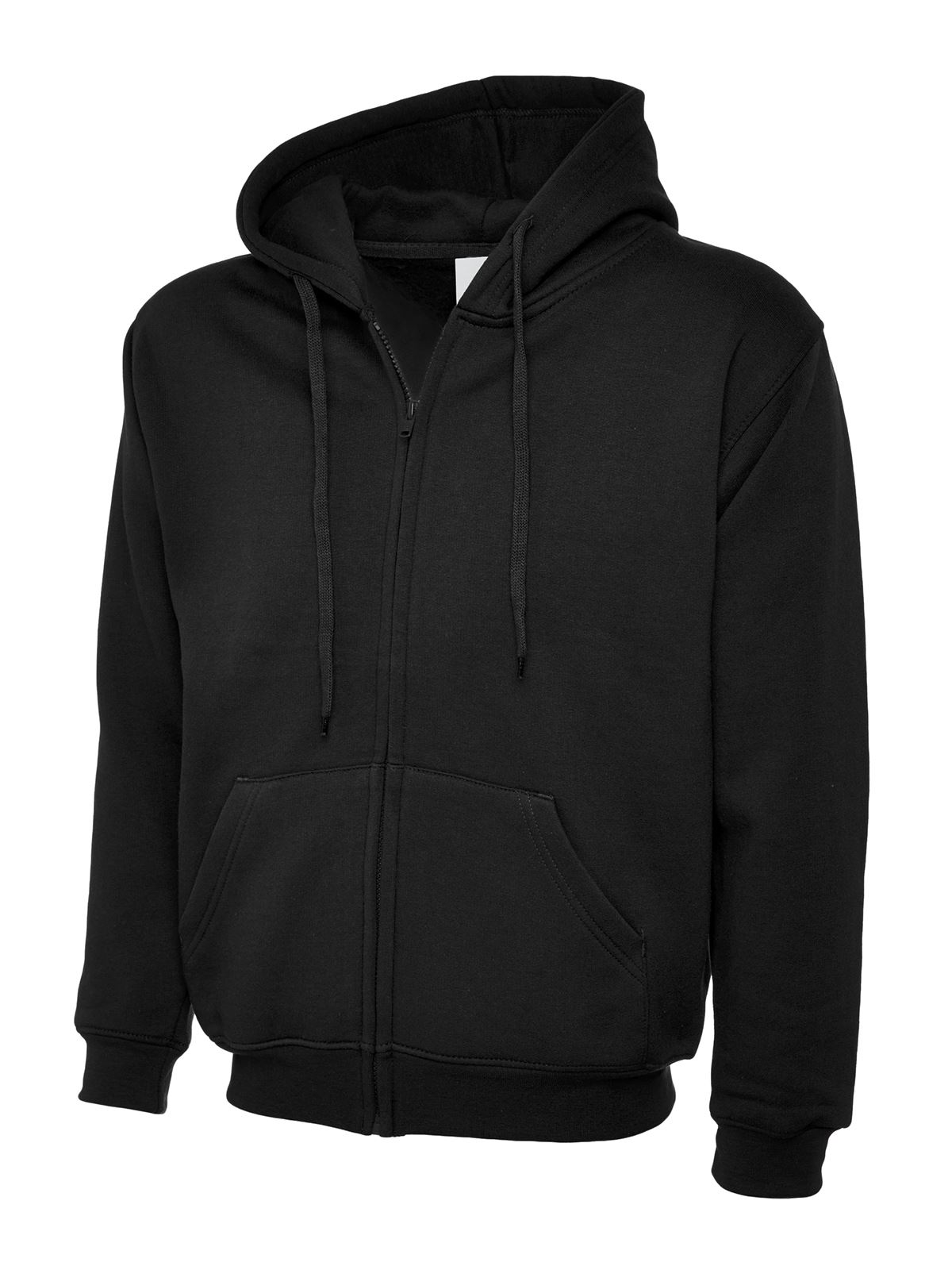Uneek Unisex Classic Full Zip Hoodie - 50% Polyester 50% Cotton - Black - S