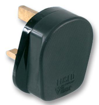 PRO ELEC 13A Rubber Plug Top, Rubberen stekker, Zwart, Verpakking van 20