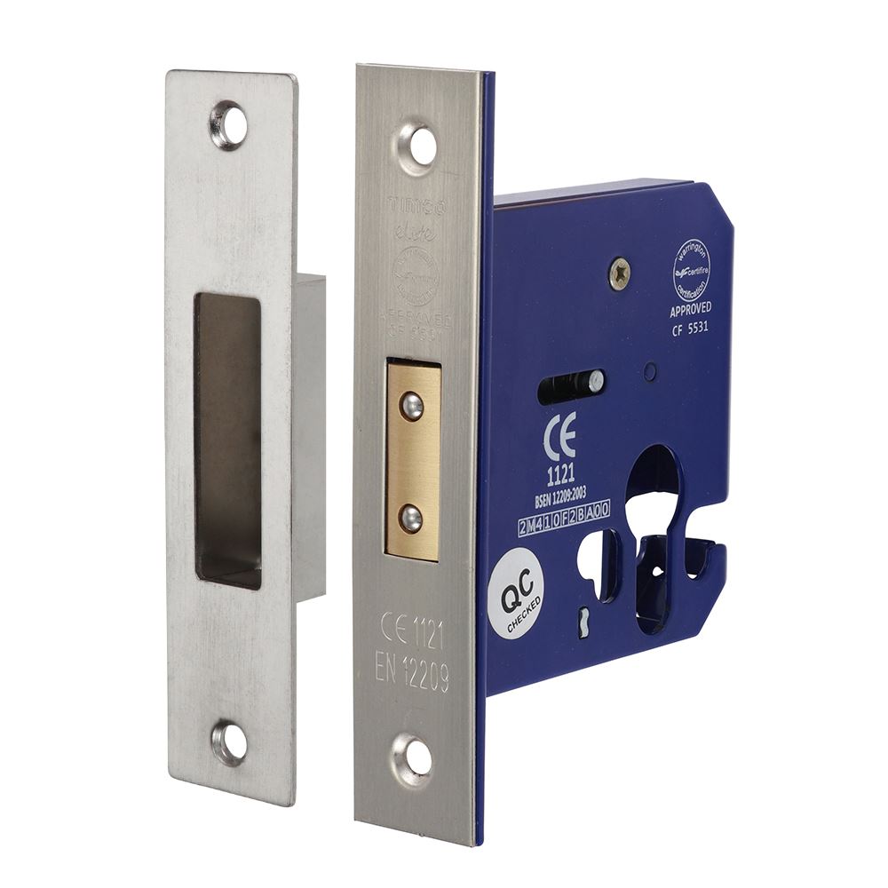 Timco Euro Deadlock, Satijn Nikkel, 78mm Kastdiepte, 56.5mm Afstand