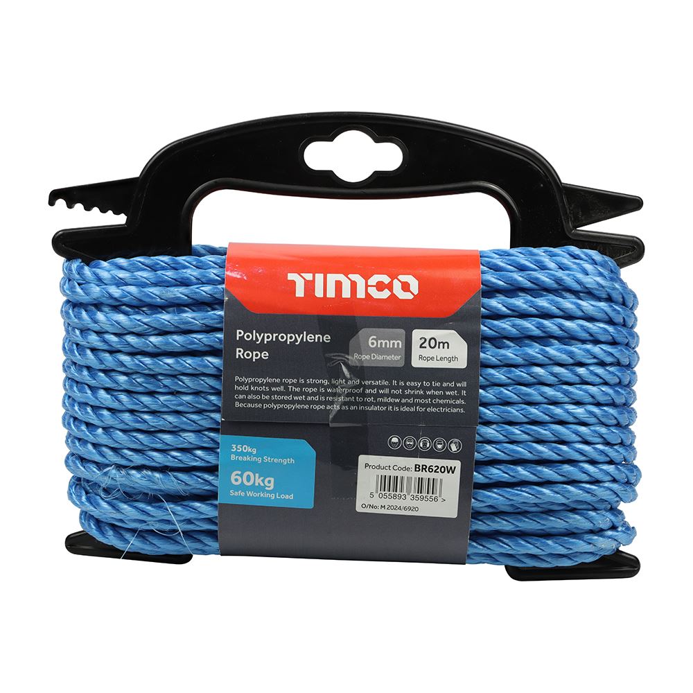 Timco 블루 폴리프로필렌 로프 6mm x 20m (와인더 포함)