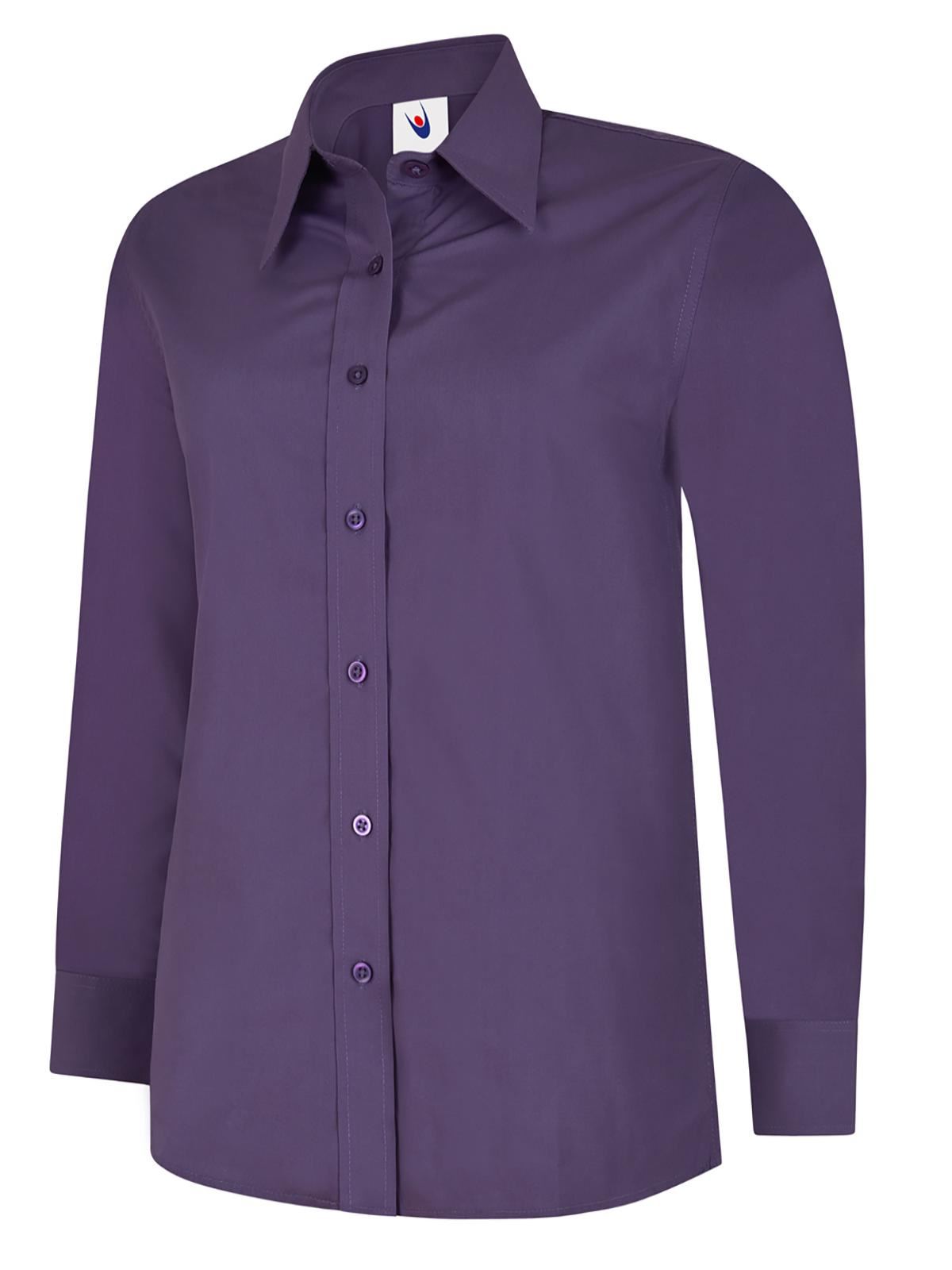 Uneek Dames Poplin Overhemd Paars, 65% Polyester 35% Katoen, Maat L