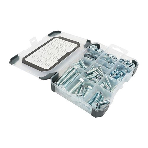 Timco Mixed Tray Set Screws, Nuts & Washers, Zinc, 199pcs