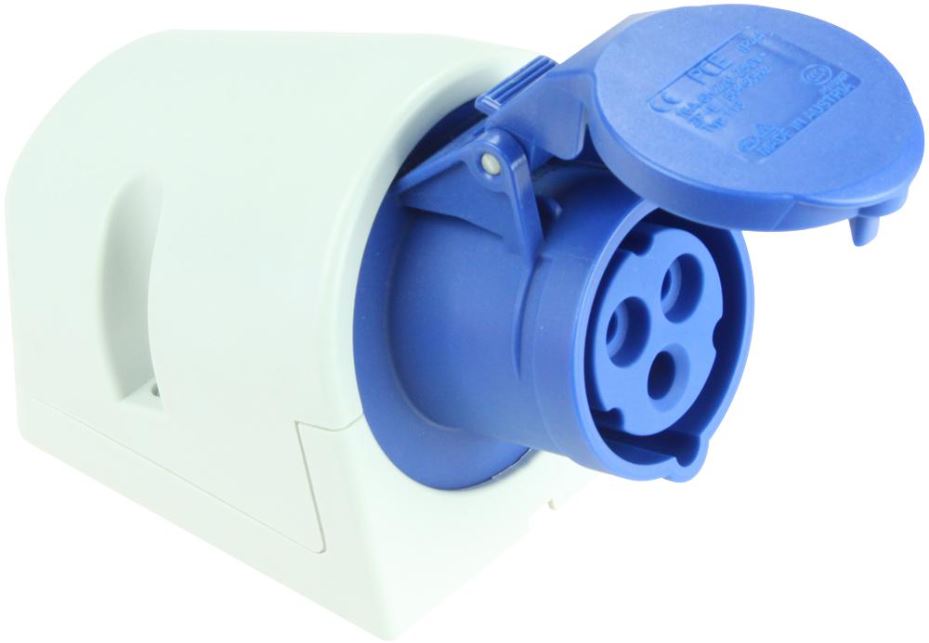 PCE 16A 230V Blue CEE Socket, 2P+E, IP44, Wall Mount