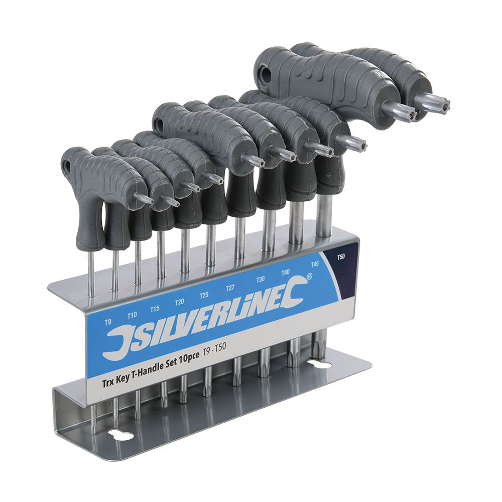Silverline TRX Jeu de clés T 10 pièces - T9 à T50