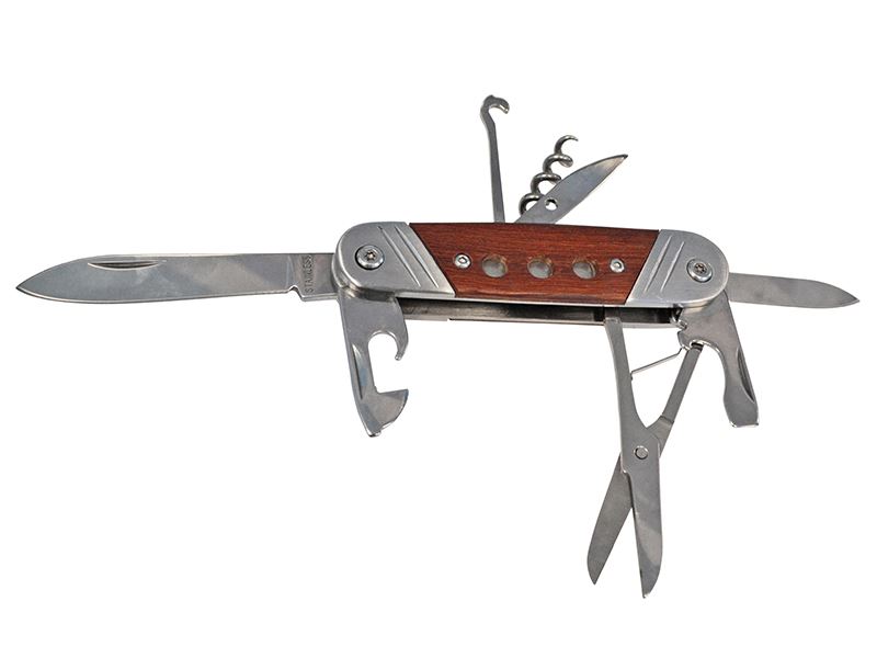 Faithfull 8-in-1 Multifunctioneel Mes met Hardhouten Handvat, 57mm