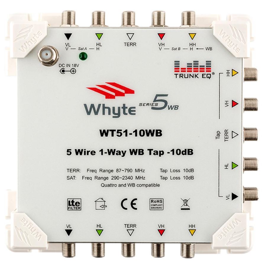 WHYTE WT51-10WB Series 5 WB Verteiler, 5-Draht, 1-Wege, -10dB