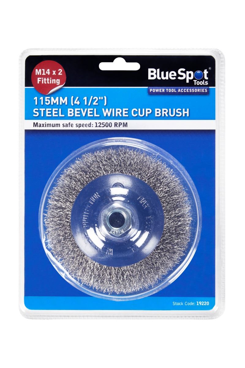 Blue Spot Tools Spazzola a Coppella Borda in Acciaio M14 x 2, 115mm