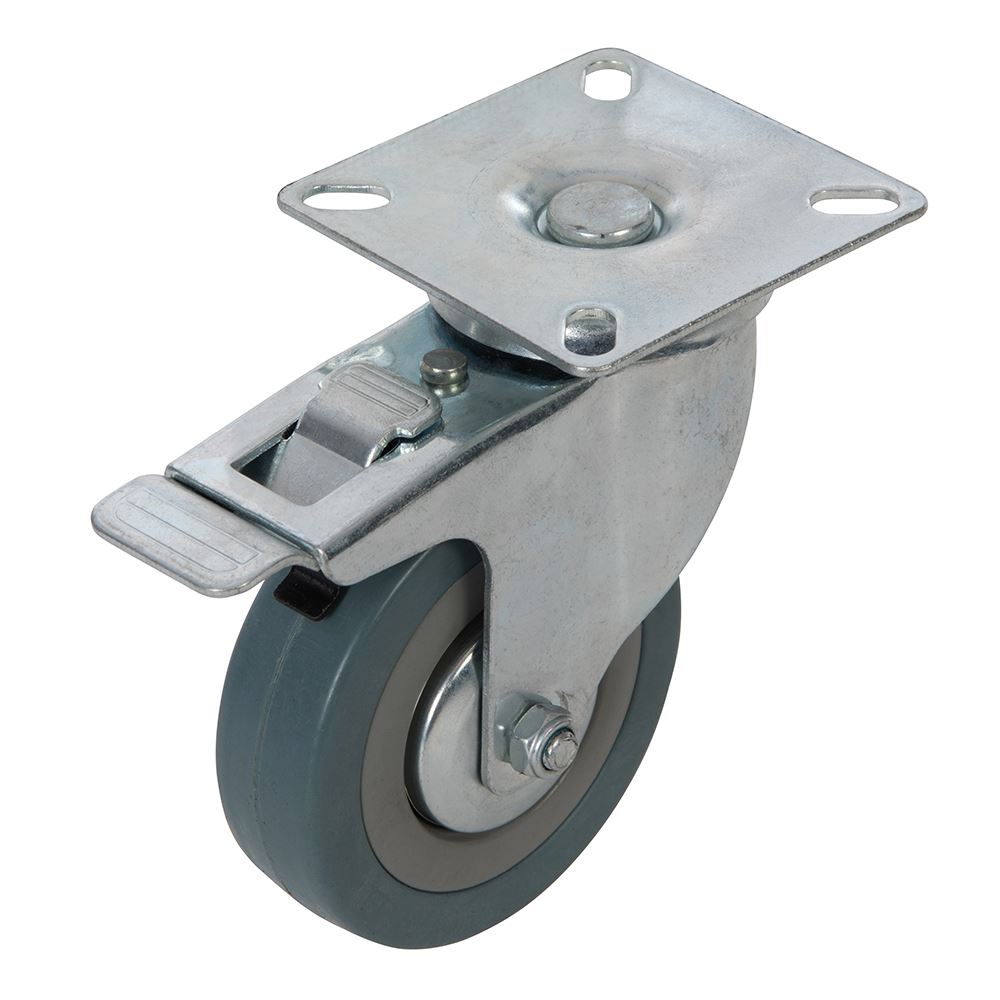 Fixman Braked Swivel Rubber Castor, 75mm, 50kg Capacity