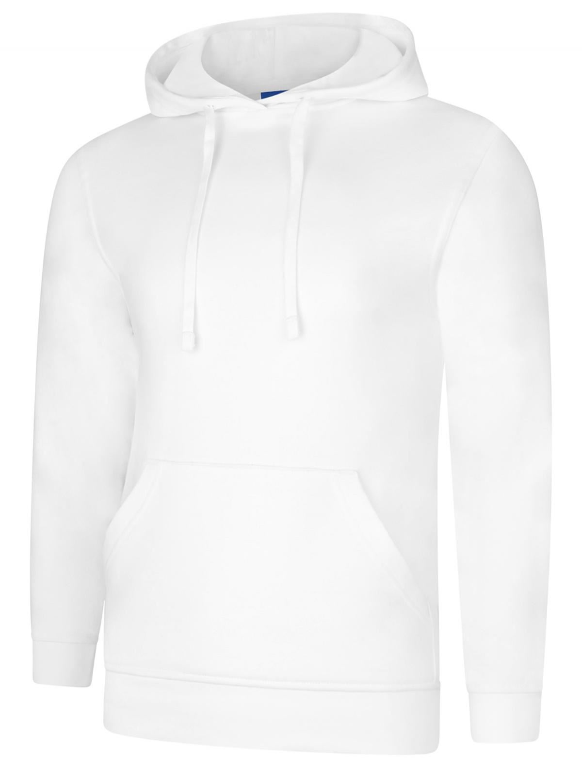 Uneek Deluxe Hooded Sweatshirt, 60% Cotton 40% Polyester, White, XL