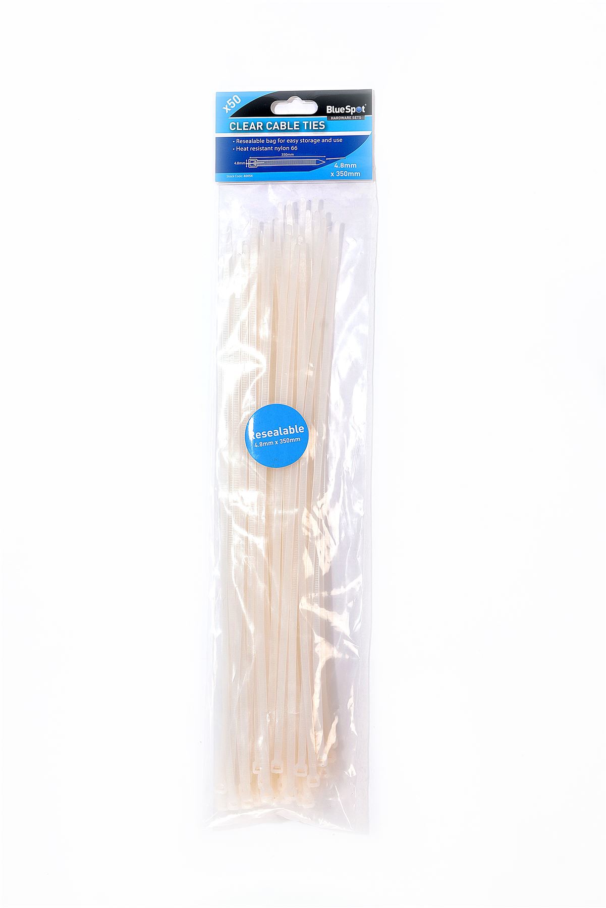 Blue Spot 50-Pack 350mm White Cable Ties, Nylon 66