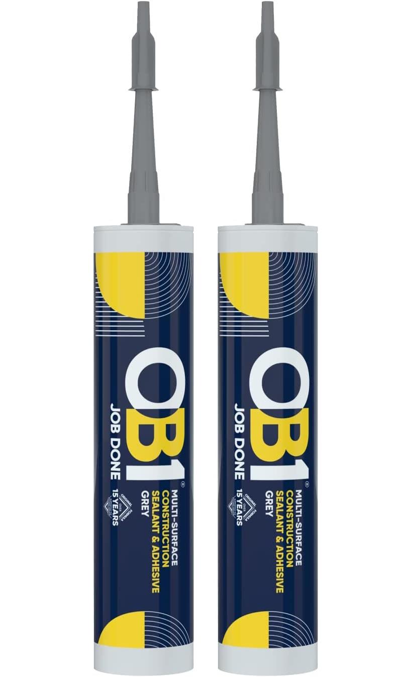 OB1 Grey Multi-Surface Construction Sealant & Adhesive, Pack of 2