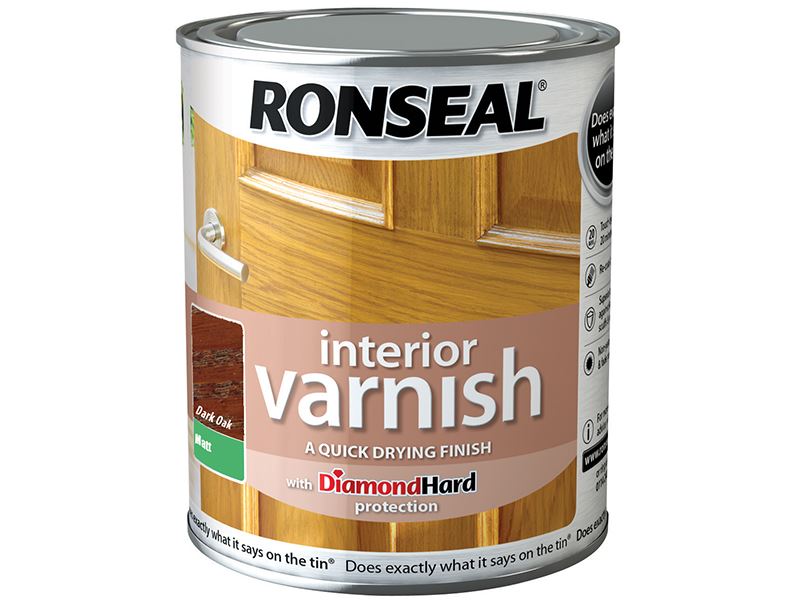 Ronseal Quick Dry Matt Dark Oak Interior Varnish 250ml