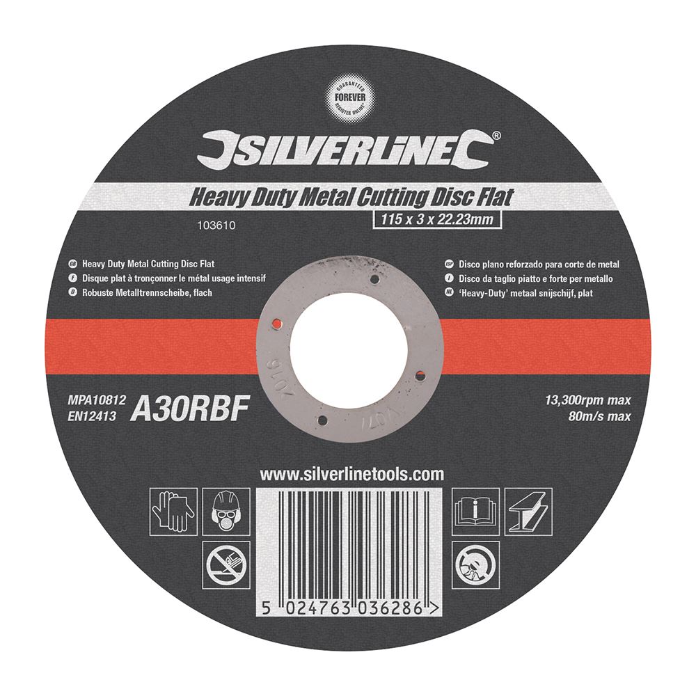 Silverline Disco de Corte para Metal Pesado 115x3x22.23mm