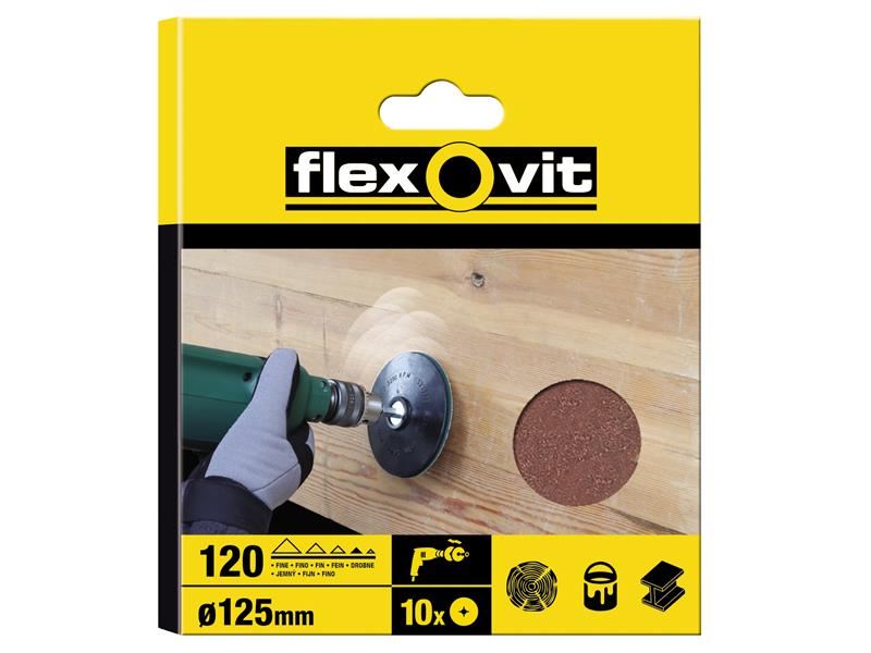 Flexovit Brusný kotouč 125mm střední zrnitost 80G pro vrtačku (balení 10 ks)