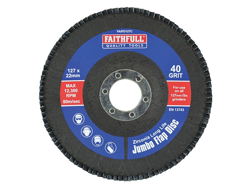 Faithfull アブレーシブ ジャンボフラップディスク 127mm 細目 (80グリット)