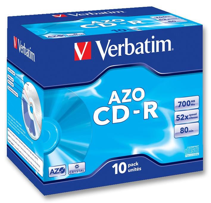 VERBATIM - 52x Geschwindigkeit CD-R AZO Blank-CDs - 10er Pack in Jewel Case