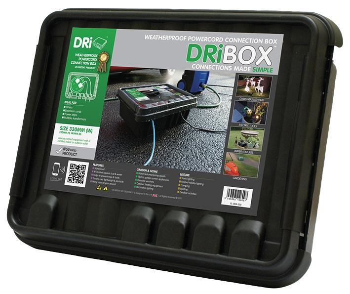 DRIBOX IP55 Venkovní voděodolná spojovací krabice na přívodní šňůru, černá, 330