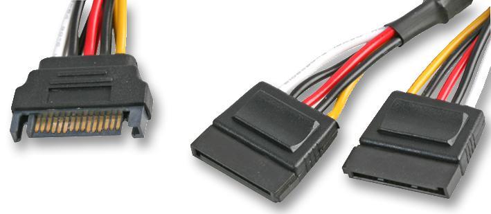AKASA Kabel Splitter Kuasa SATA Lelaki ke 2x Betina, 30cm