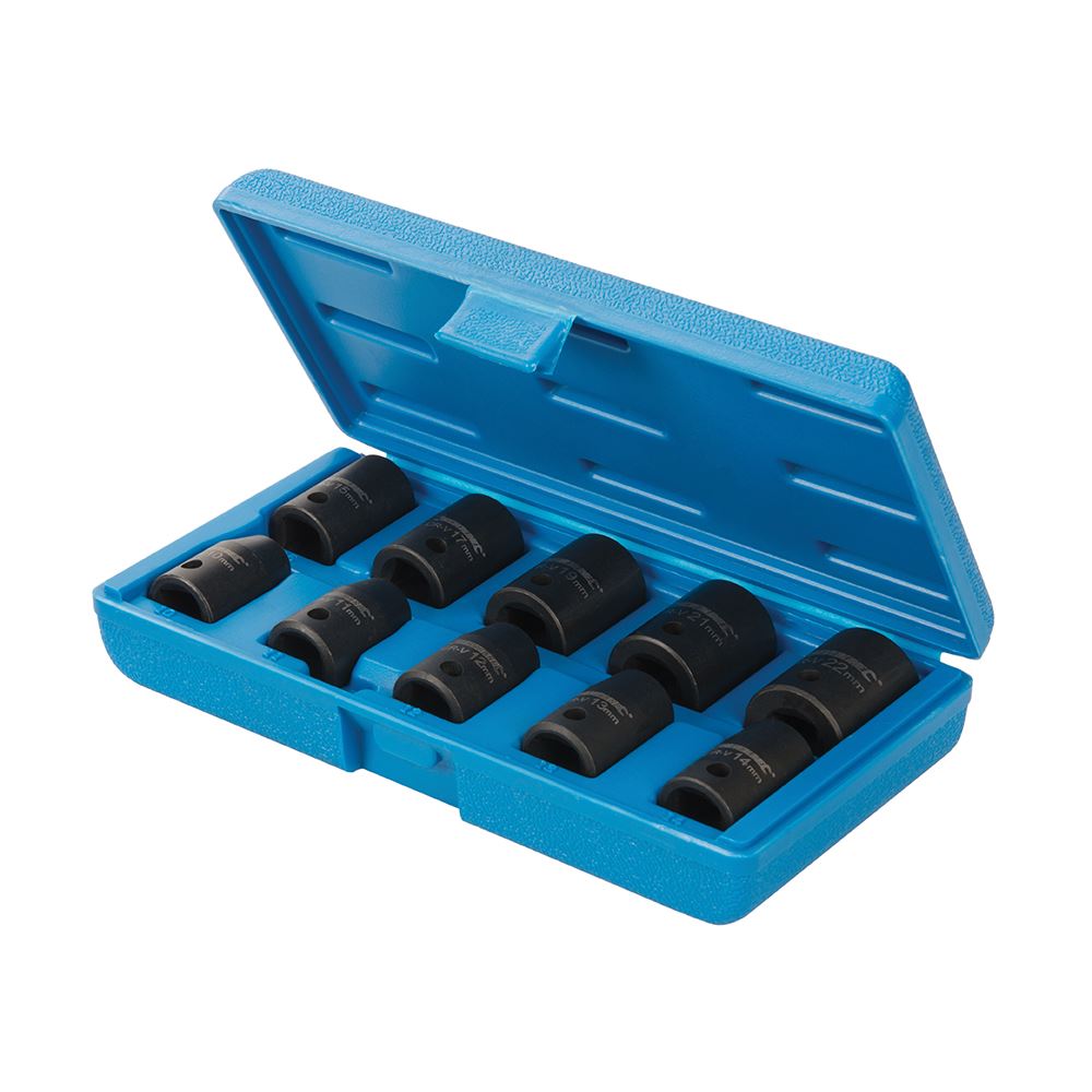 Silverline Impact Socket Set 1/2″ Drive, 10-22mm, Metric 6-Point (10-Piece)