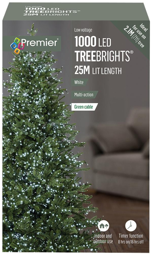 Raraion 1000 LED White Christmas Tree Lights with Timer, 25m
