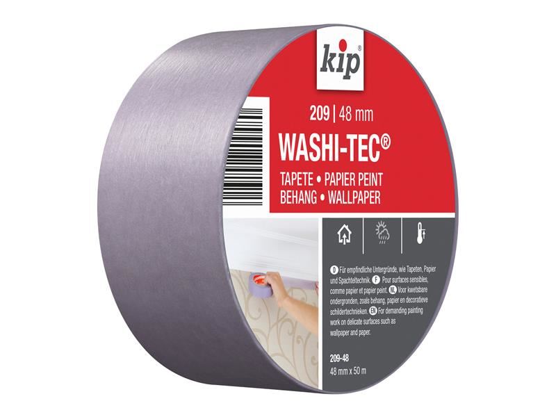KIP 209 Premium Low Tack WASHI-TEC Masking Tape, 48mm x 50m