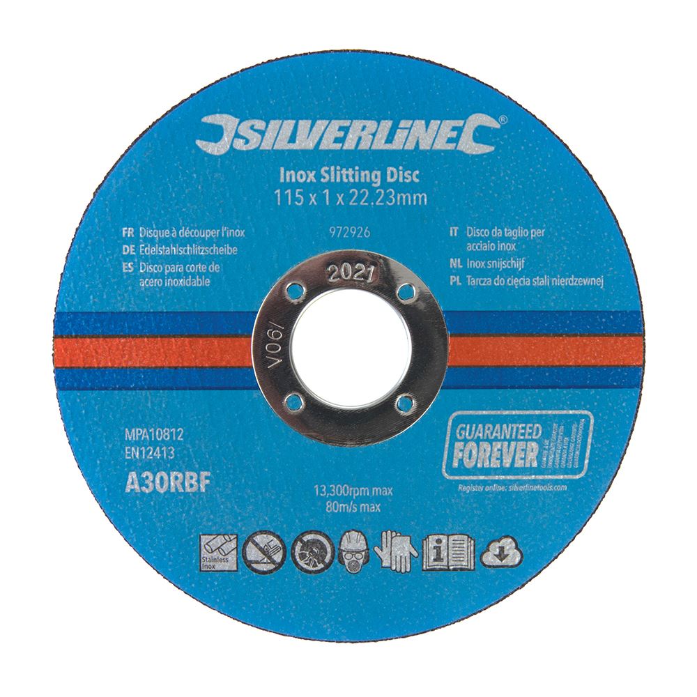 Silverline Discos de Corte Inox 10 uds. - 115x1x22,23mm