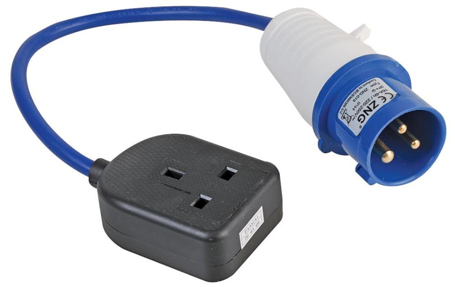 PRO ELEC 16A UK 13A Socket to CEE Plug Blue Extension Lead, 350mm