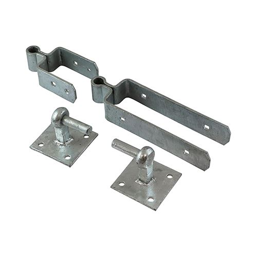 Timco 450mm Double Strap Hinge Set with Hook, Galvanised