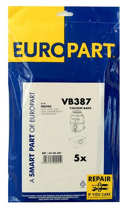 EUROPART - Staubbeutel kompatibel mit Nilfisk GS80 Serie, 5 Stück