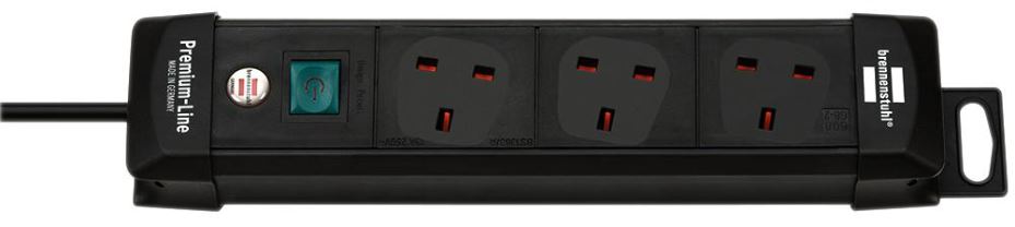 BRENNENSTUHL Premium-Line Mains Extension Lead, 3 Gang, 5m, Black