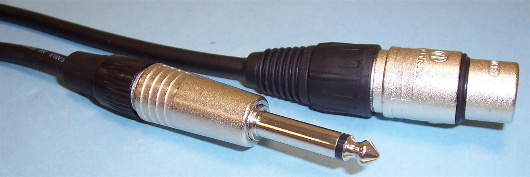 VDC Kabel Neutrik 6.35mm (1/4”) Plug Mono ke Soket XLR 3 Pin, 5m Hitam