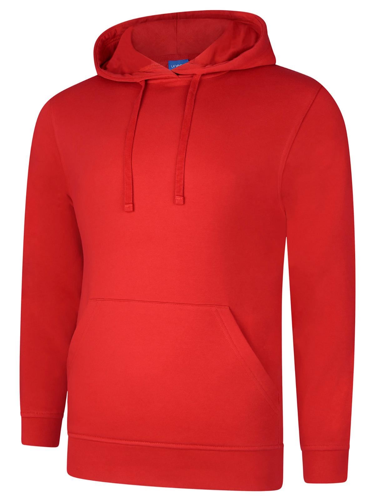 Uneek Unisex Deluxe Hooded Jumper – 60% Cotton, 40% Polyester – Red – 4XL