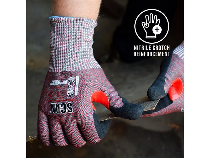 Scan Nitrile Palm Cut F Gloves - Size 9 (Large)