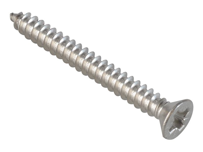 ForgeFix Parafusos Auto-Atarraxantes, Pozidriv A2 Inox, Cabeça Chata, 1.5in x 8