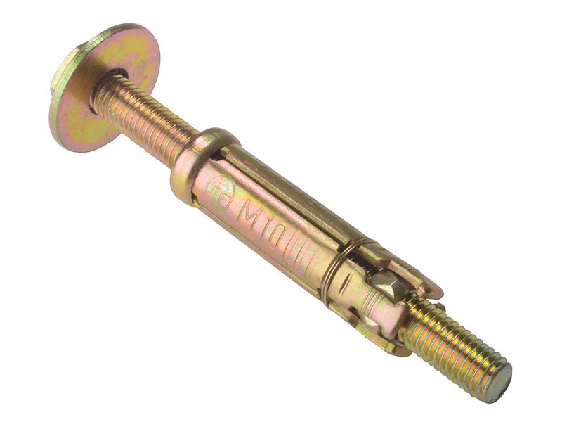 ForgeFix Masonry Anchor Bolt Loose, Zinc Yellow Passivated, M10 x 10mm, Pack of