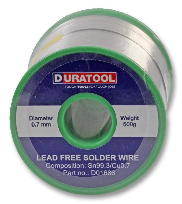 DURATOOL Ακαθάριστο Σύρμα Κονιομέταλλου 0,7mm, 500g, Χωρίς Μόλυβδο