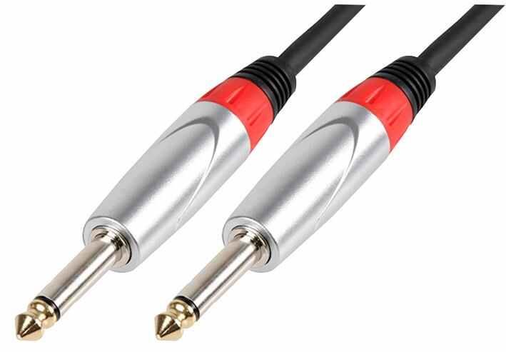 Pulse 6.35mm (1/4”) Mono Jack Plug Lead, 1m, Black