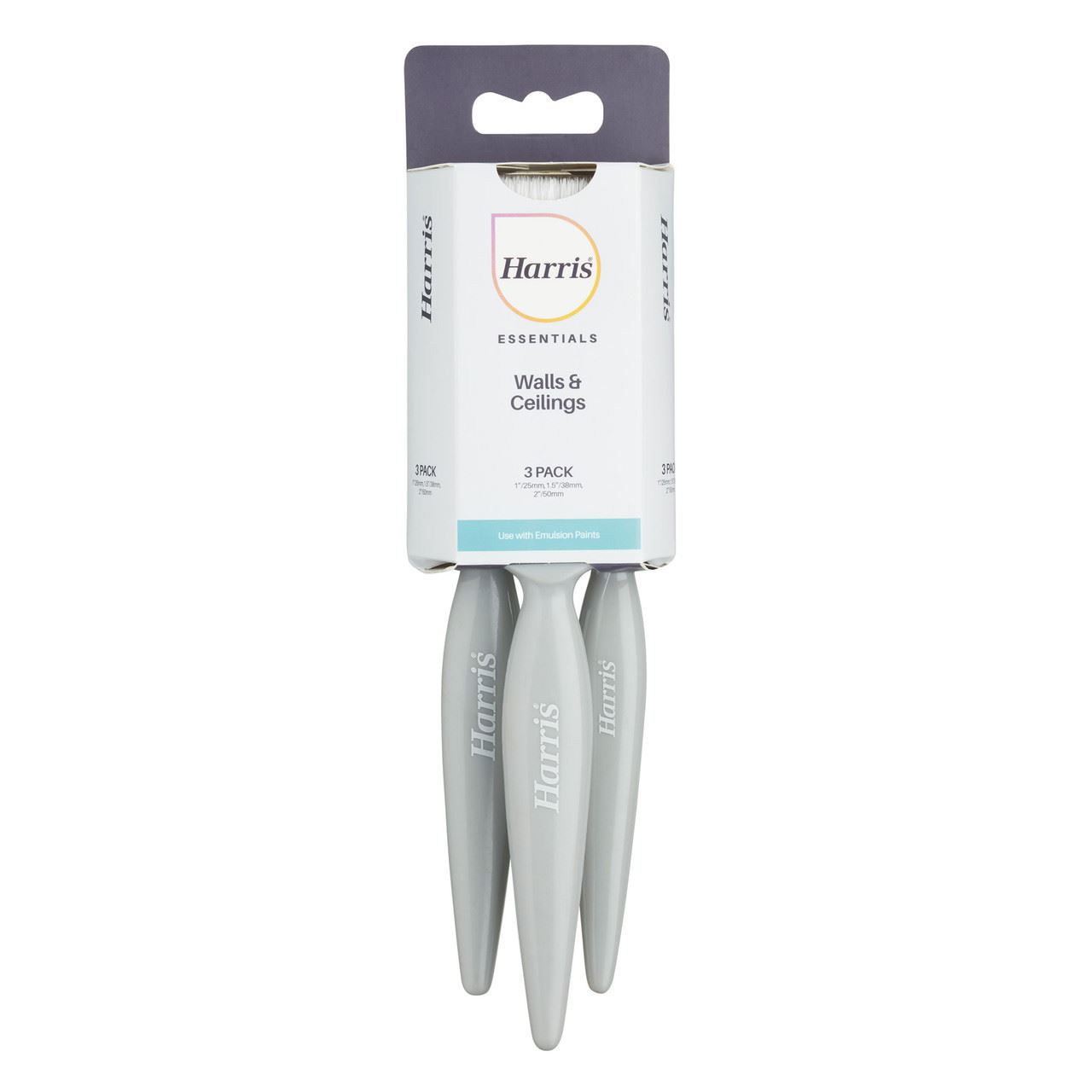 Harris Essentials Walls & Ceilings Paint Brush Set (Pack of 3)
