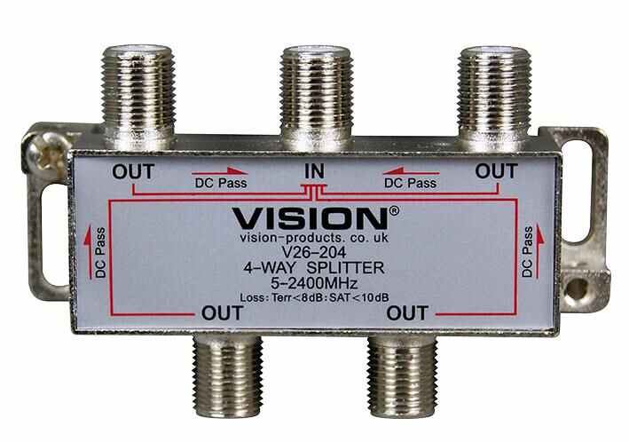 Vision 4-Way Splitter DC Pass 5-2400MHz V26-204