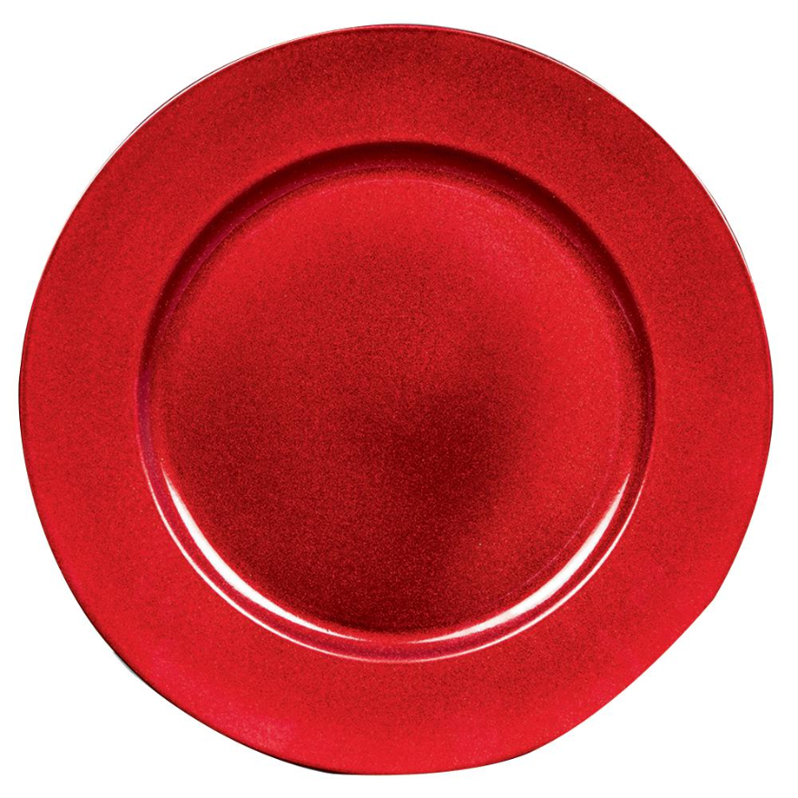Raraion 33cm Red Glitter Charger Plate