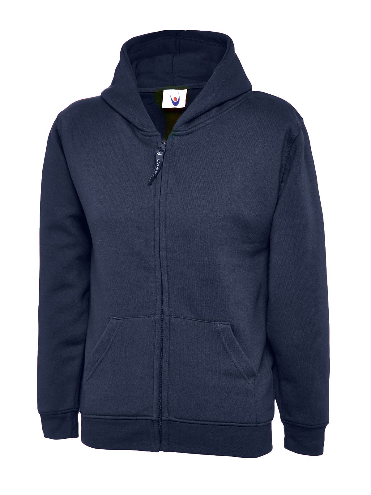 Uneek Kids Classic Felpa con Zip Completa Bambini - Blu Navy - Taglia 7/8 Anni