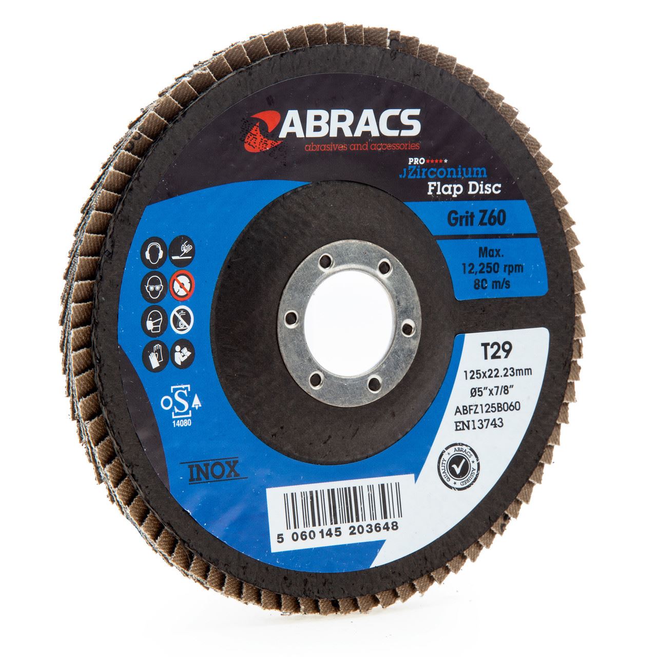Abracs Zirconium Flap Disc 125mm x 22.23mm, 60 Grit