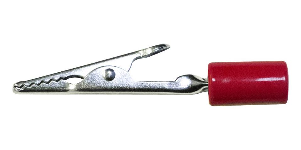 MUELLER ELECTRIC Pinza Cocodrilo Eléctrica de Acero, 10A, Mango Acetato Rojo
