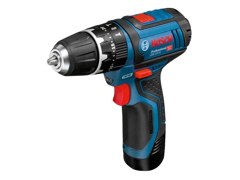 Bosch GSB 12V-15 Professional Combi Drill with 2x2.0Ah Li-ion