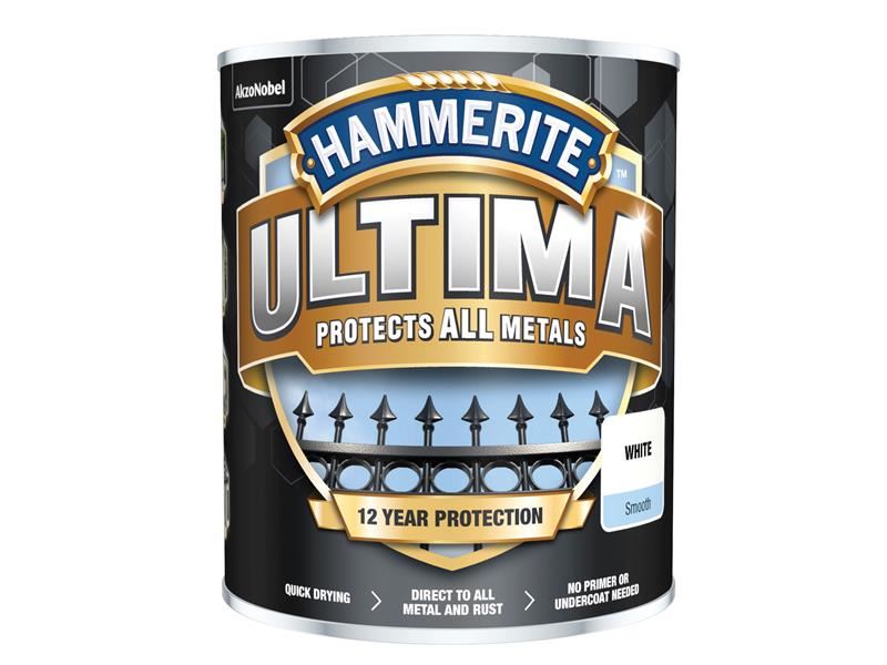 Hammerite Ultima Metal Paint, Smooth White, 750ml