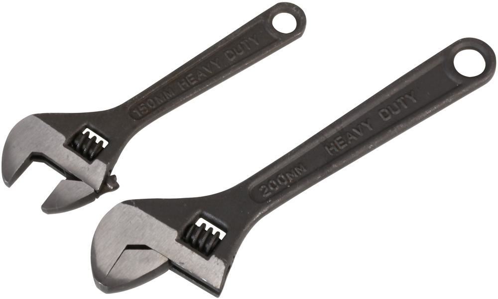 Duratool 6 inch & 8 inch Zwarte Verstelbare Sleutelset, 2-Delig