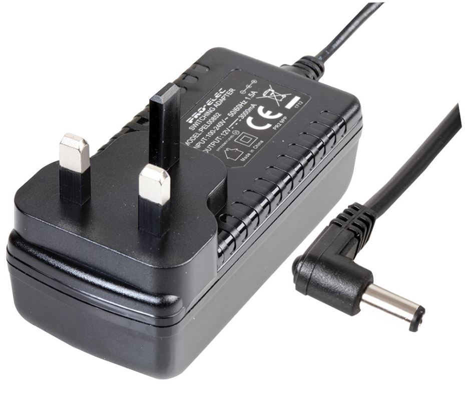 PRO ELEC - Bekalan Kuasa 12V, 3A, 36W, Palam Masuk (Tahap VI), Palam 2.1mm Sudu