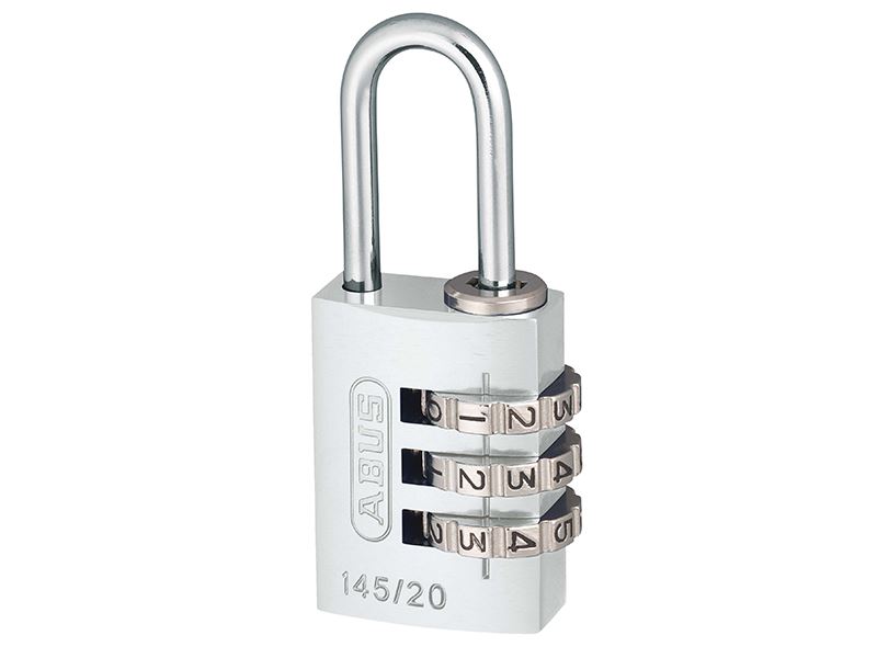 ABUS 145/20 Aluminium Combination Padlock, 20mm, Silver