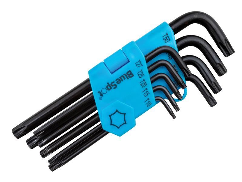 BlueSpot Long Arm TORX Key Set, 9-Piece (TX10-TX50)