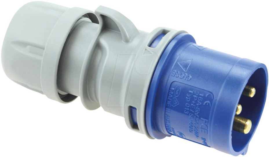 PCE Spina CEE da Cavo, 2P+E, Blu, 16A, 230V, IP44